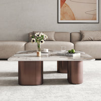Aero Sintered Stone Coffee Table | 40" White Square With 4 Legs
