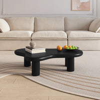 Aura Wood Coffee Table | 48" Black Irregular With 3 Legs