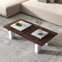 Grandeur Faux Marble Coffee Table | 48" Copper Rectangular With Removeable Marble Slab