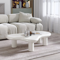 Aura Wood Coffee Table | 48" White Irregular With 3 Legs