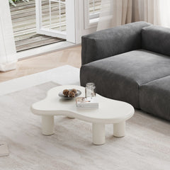 Aura Wood Coffee Table | 48" White Irregular With 3 Legs