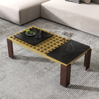 Grandeur Faux Marble Coffee Table | 48" Yellow Rectangular With Removeable Marble Slab