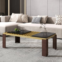 Grandeur Faux Marble Coffee Table | 48" Yellow Rectangular With Removeable Marble Slab