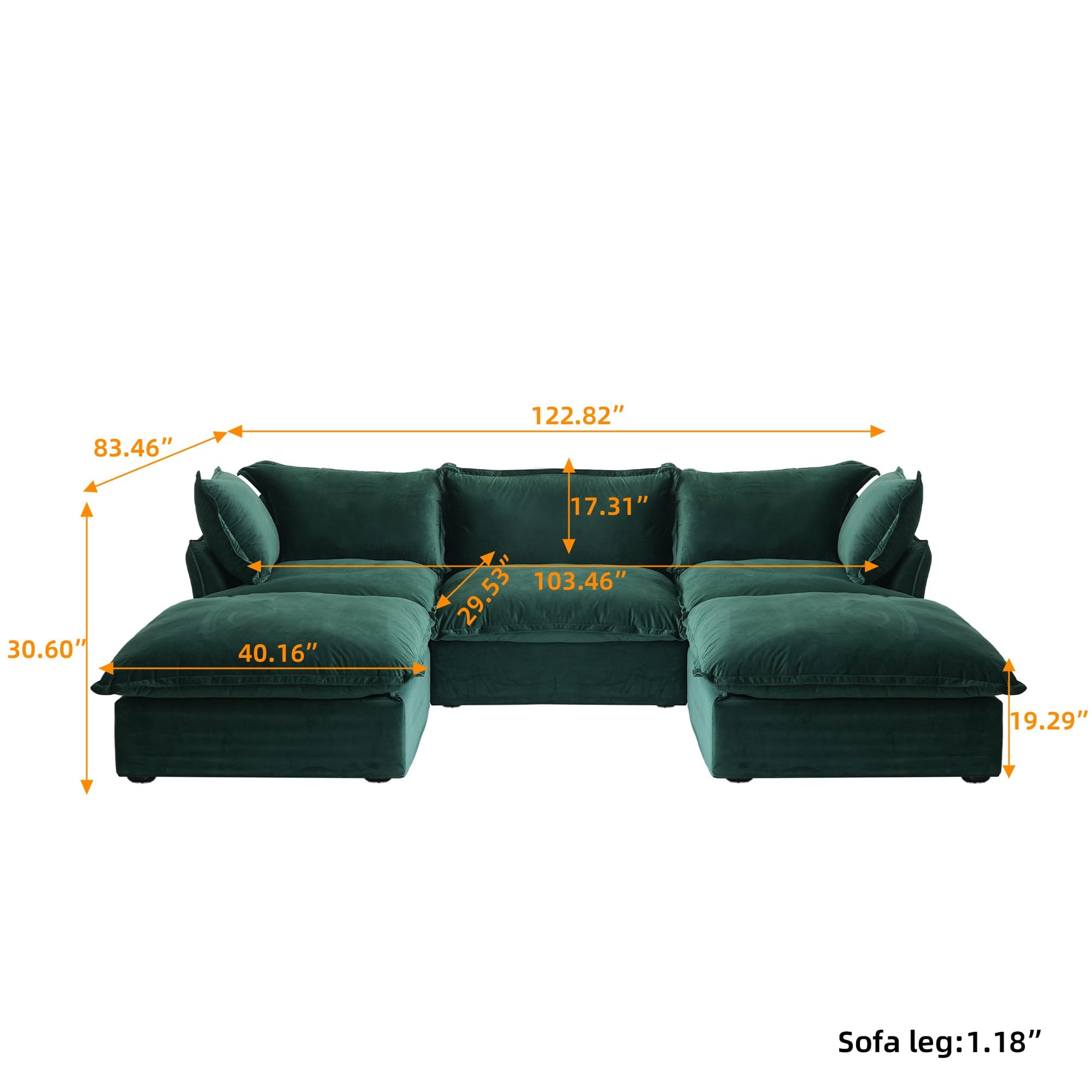 Sectional Couches for Living Room,82.66" Cloud Modular Sectional Sofa, Velvet Deep Couch,Cushion Covers Removable &amp; Replaceable,LoveSofa,Blue