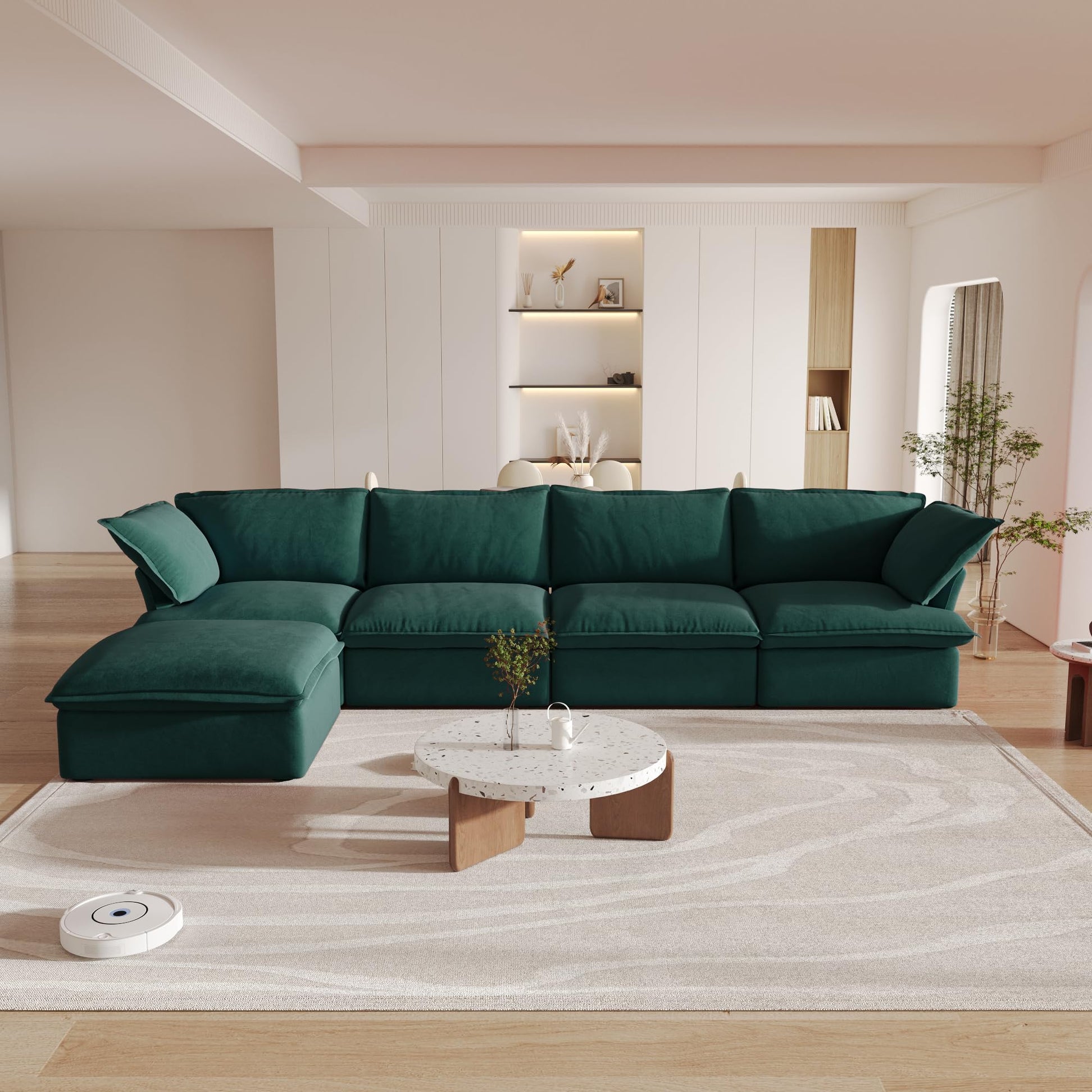 Sectional Couches for Living Room,82.66" Cloud Modular Sectional Sofa, Velvet Deep Couch,Cushion Covers Removable &amp; Replaceable,LoveSofa,Blue