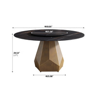 Marbella Sintered Stone Dining Table | 53" Matte Black Round With Lazy Susan Turntable