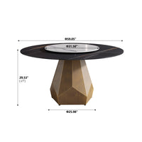 Marbella Sintered Stone Dining Table | 53" Matte Black Round With Lazy Susan Turntable