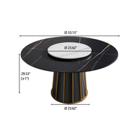 Marbella Sintered Stone Dining Table | 53" Matte Black Round With Lazy Susan Turntable