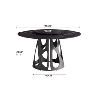 Marbella Sintered Stone Dining Table | 53" Matte Black Round With Lazy Susan Turntable