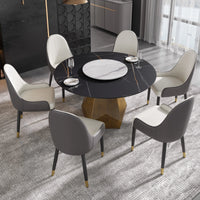 Marbella Sintered Stone Dining Table | 53" Matte Black Round With Lazy Susan Turntable