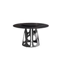 Marbella Sintered Stone Dining Table | 53" Matte Black Round With Lazy Susan Turntable