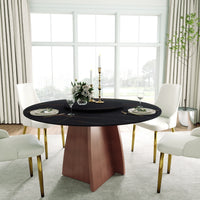 Marbella Sintered Stone Dining Table | 53" Matte Black Round With Lazy Susan Turntable