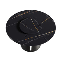 Marbella Sintered Stone Dining Table | 53" Matte Black Round With Lazy Susan Turntable
