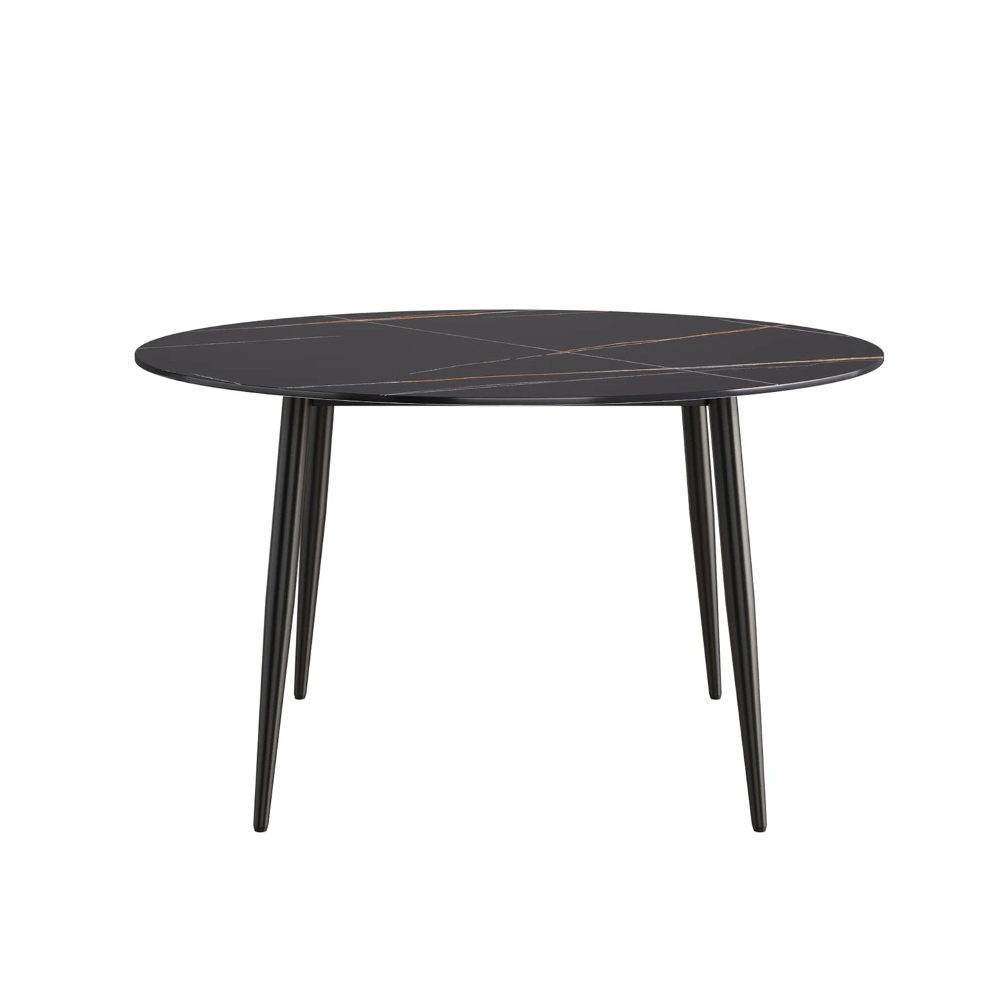 Marbella Sintered Stone Dining Table | 53" Matte Black Round With Metal Base
