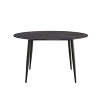 Marbella Sintered Stone Dining Table | 53" Matte Black Round With Metal Base