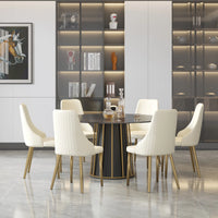 Marbella Sintered Stone Dining Table | 53" Matte Black Round With Metal Base