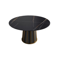 Marbella Sintered Stone Dining Table | 53" Matte Black Round With Metal Base