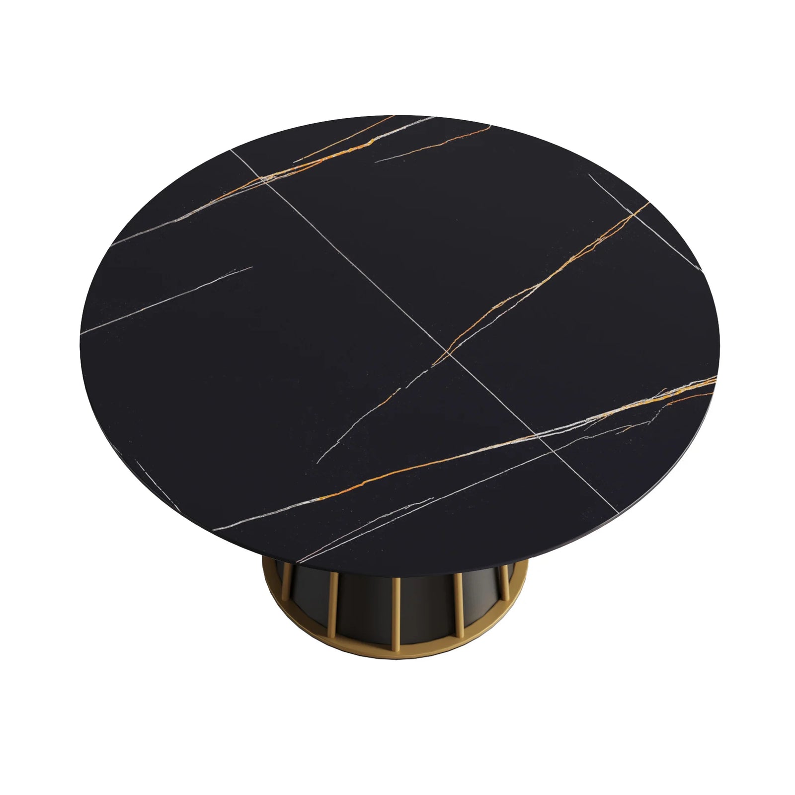 Marbella Sintered Stone Dining Table | 53" Matte Black Round With Metal Base