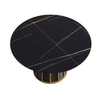 Marbella Sintered Stone Dining Table | 53" Matte Black Round With Metal Base
