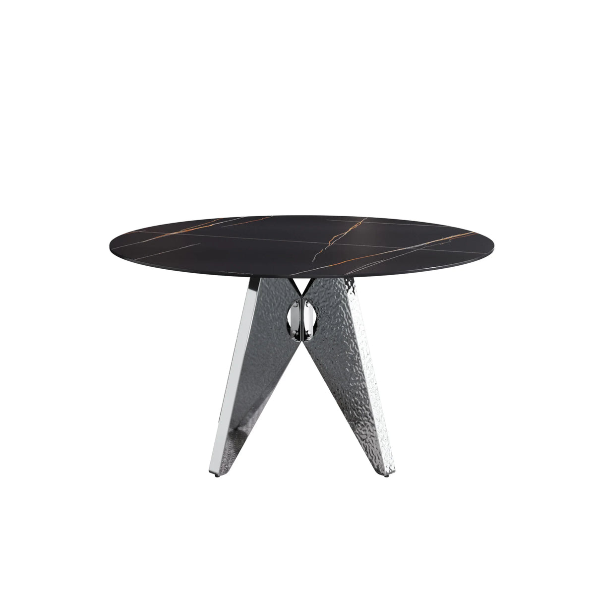 Marbella Sintered Stone Dining Table | 53" Matte Black Round With Metal Base