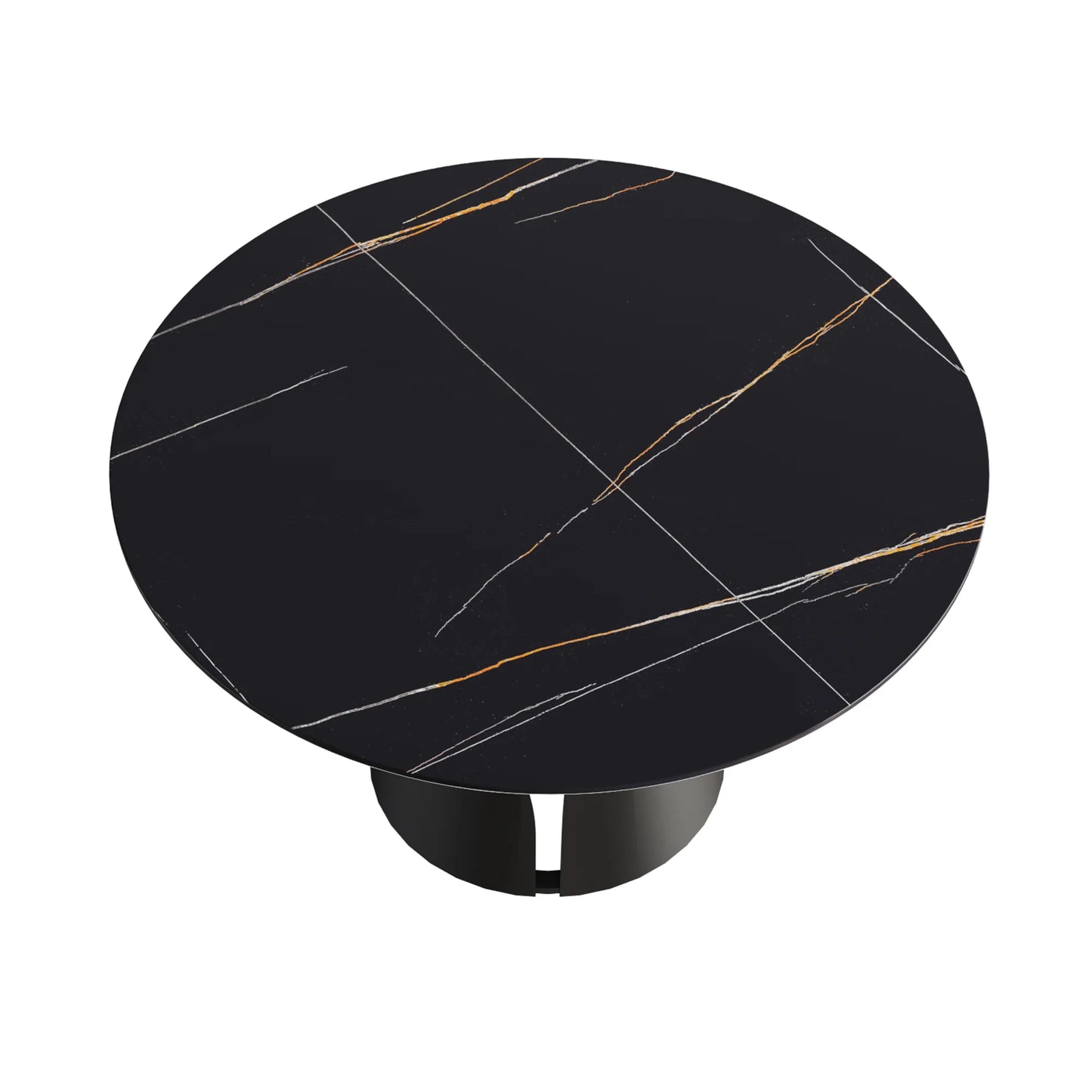 Marbella Sintered Stone Dining Table | 53" Matte Black Round With Metal Base