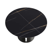 Marbella Sintered Stone Dining Table | 53" Matte Black Round With Metal Base