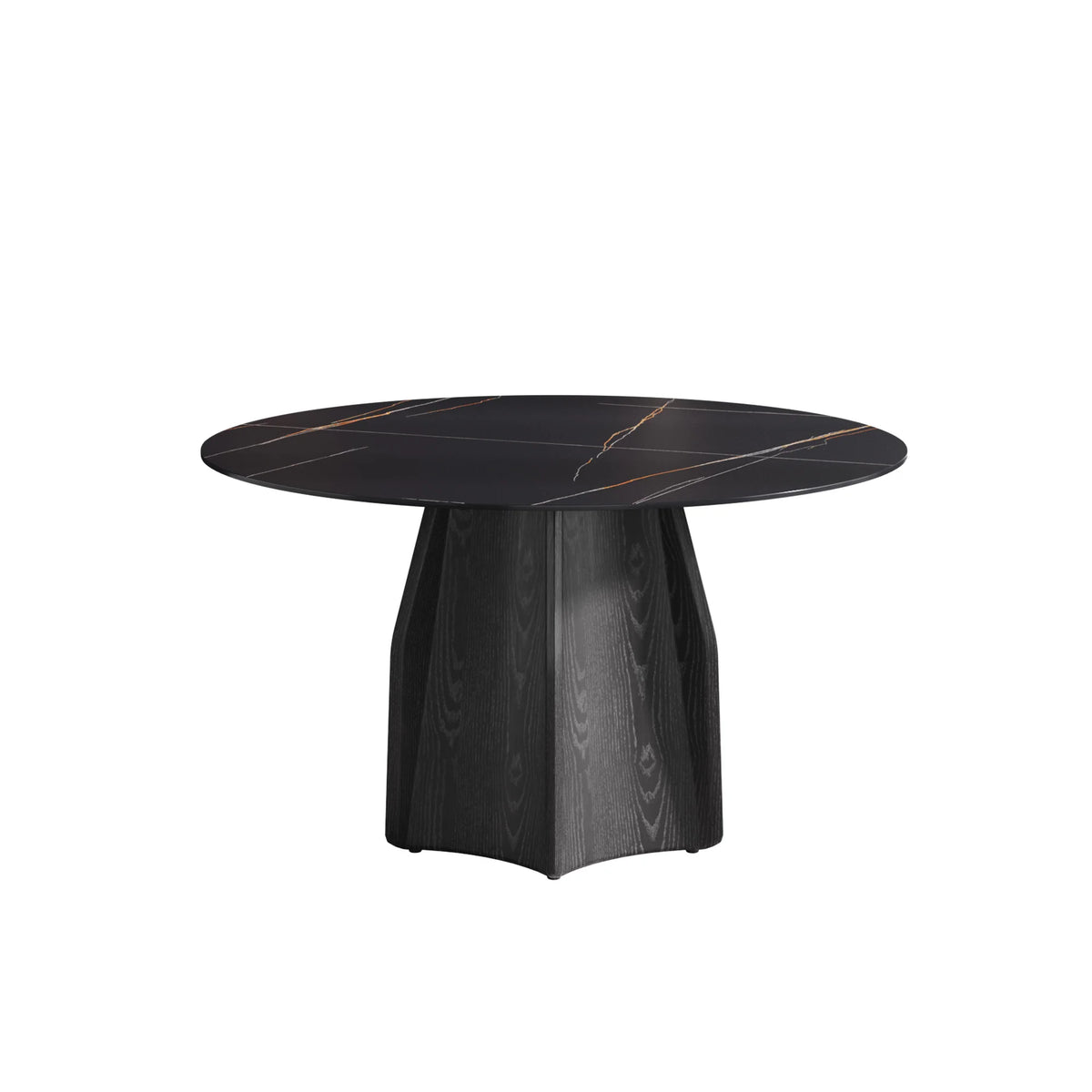 Marbella Sintered Stone Dining Table | 53" Matte Black Round With Metal Base