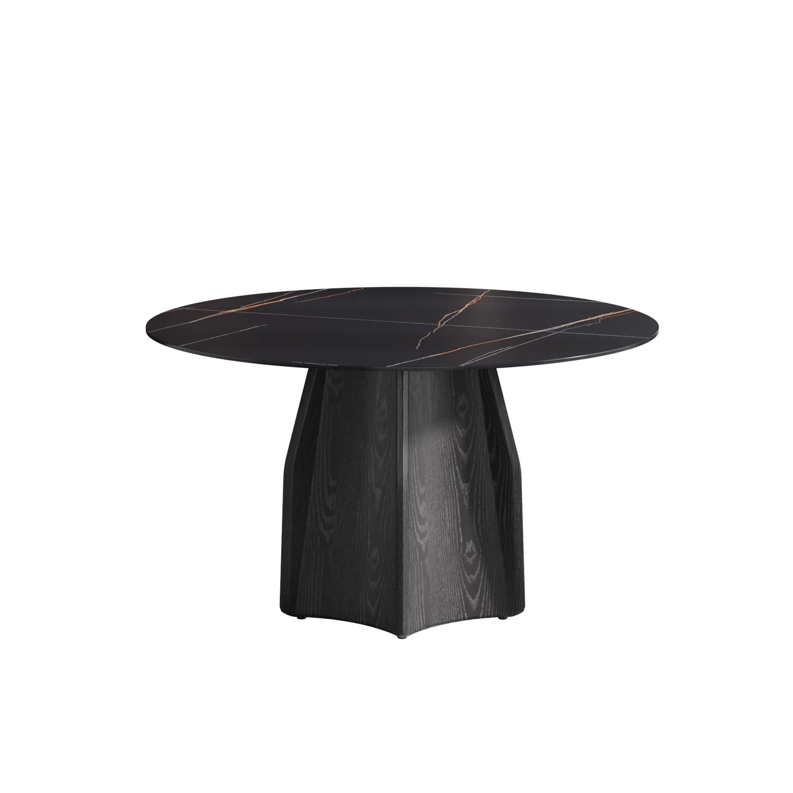 Marbella Sintered Stone Dining Table | 53" Matte Black Round With Metal Base