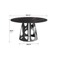 Marbella Sintered Stone Dining Table | 53" Matte Black Round With Metal Base