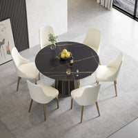 Marbella Sintered Stone Dining Table | 53" Matte Black Round With Metal Base