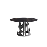 Marbella Sintered Stone Dining Table | 53" Matte Black Round With Metal Base