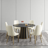 Marbella Sintered Stone Dining Table | 53" Matte Black Round With Metal Base