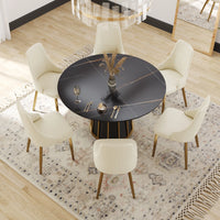 Marbella Sintered Stone Dining Table | 53" Matte Black Round With Metal Base