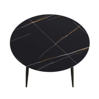Marbella Sintered Stone Dining Table | 53" Matte Black Round With Metal Base