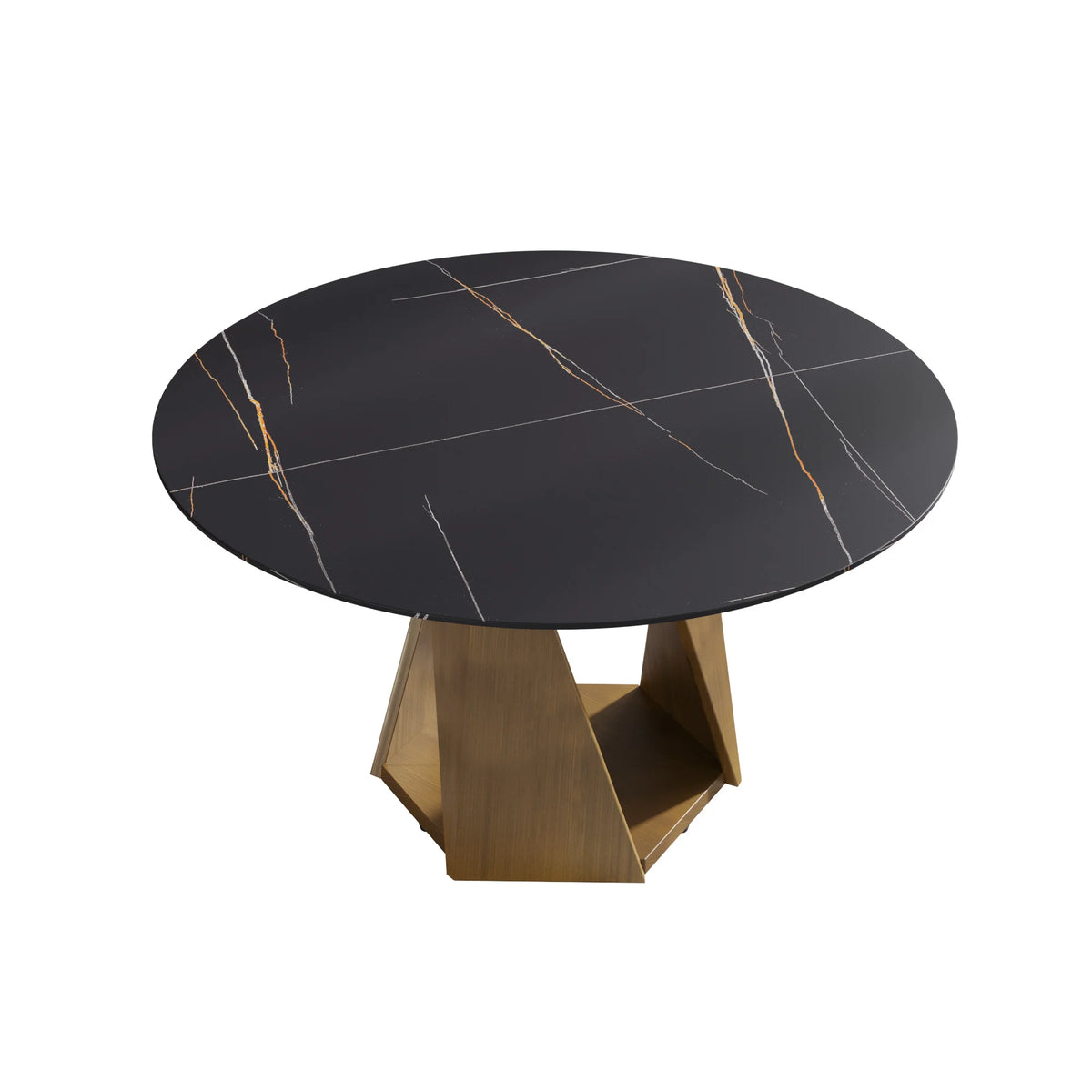 Marbella Sintered Stone Dining Table | 53" Matte Black Round With Metal Base