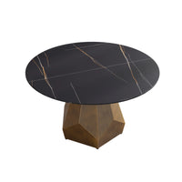 Marbella Sintered Stone Dining Table | 53" Matte Black Round With Metal Base