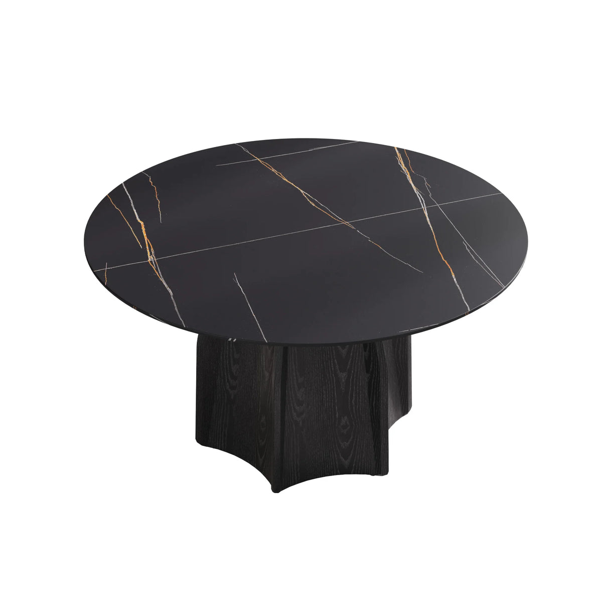 Marbella Sintered Stone Dining Table | 53" Matte Black Round With Metal Base