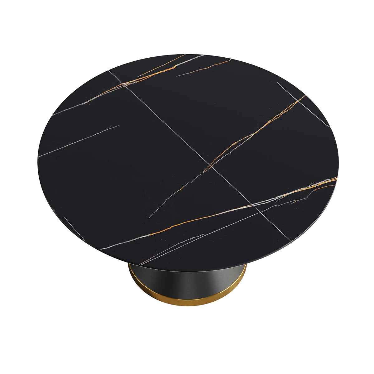 Marbella Sintered Stone Dining Table | 53" Matte Black Round With Metal Base
