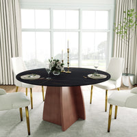 Marbella Sintered Stone Dining Table | 53" Matte Black Round With Metal Base