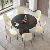 Marbella Sintered Stone Dining Table | 53" Matte Black Round With Metal Base