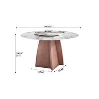 Marbella Sintered Stone Dining Table | 53" Pandora Round With Lazy Susan Turntable
