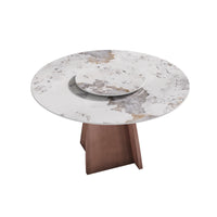 Marbella Sintered Stone Dining Table | 53" Pandora Round With Lazy Susan Turntable