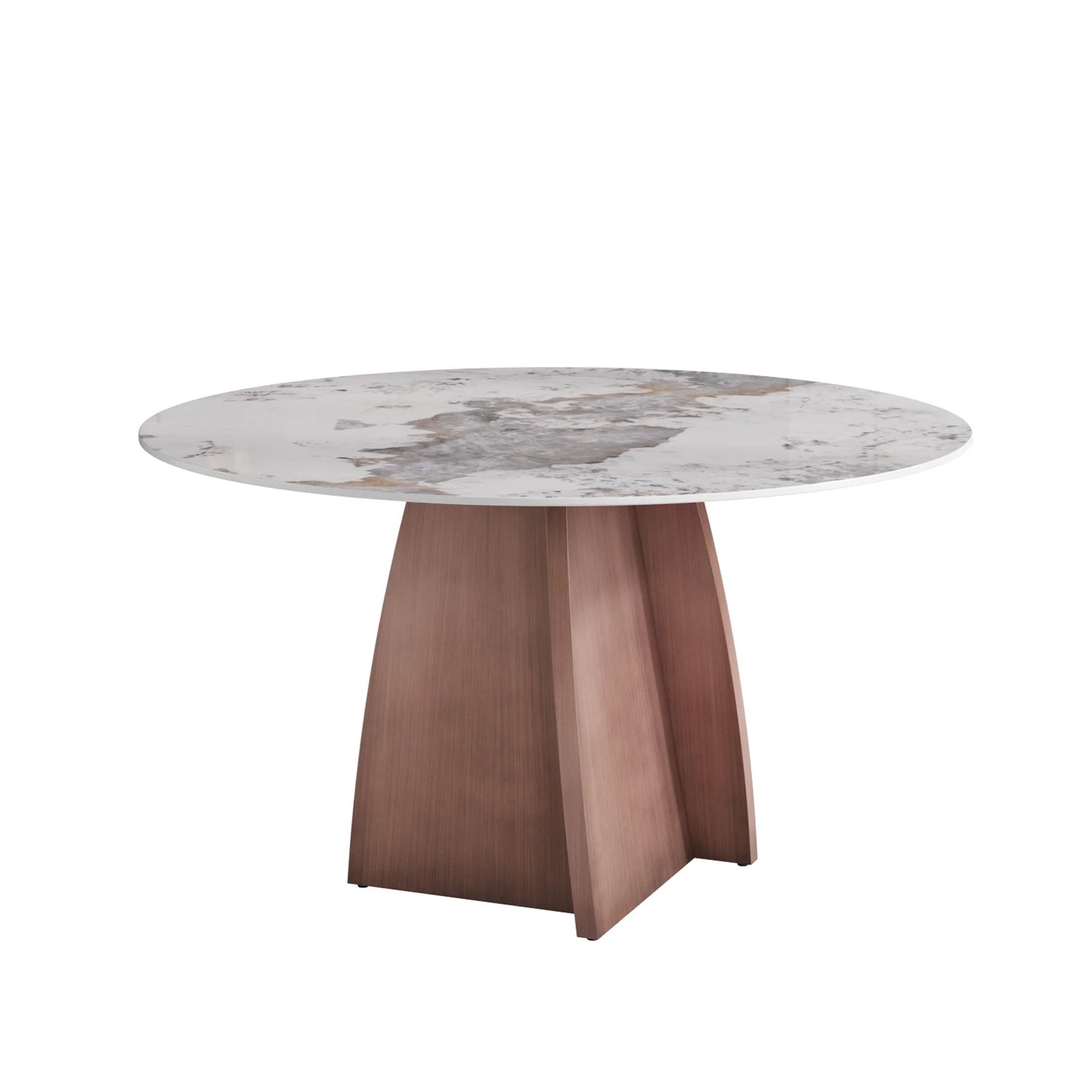 Mesa de comedor Marbella de piedra sinterizada | Redonda Pandora de 135 cm con base metálica
