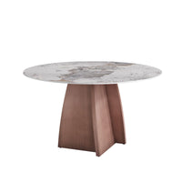 Marbella Sintered Stone Dining Table | 53" Pandora Round With Metal Base