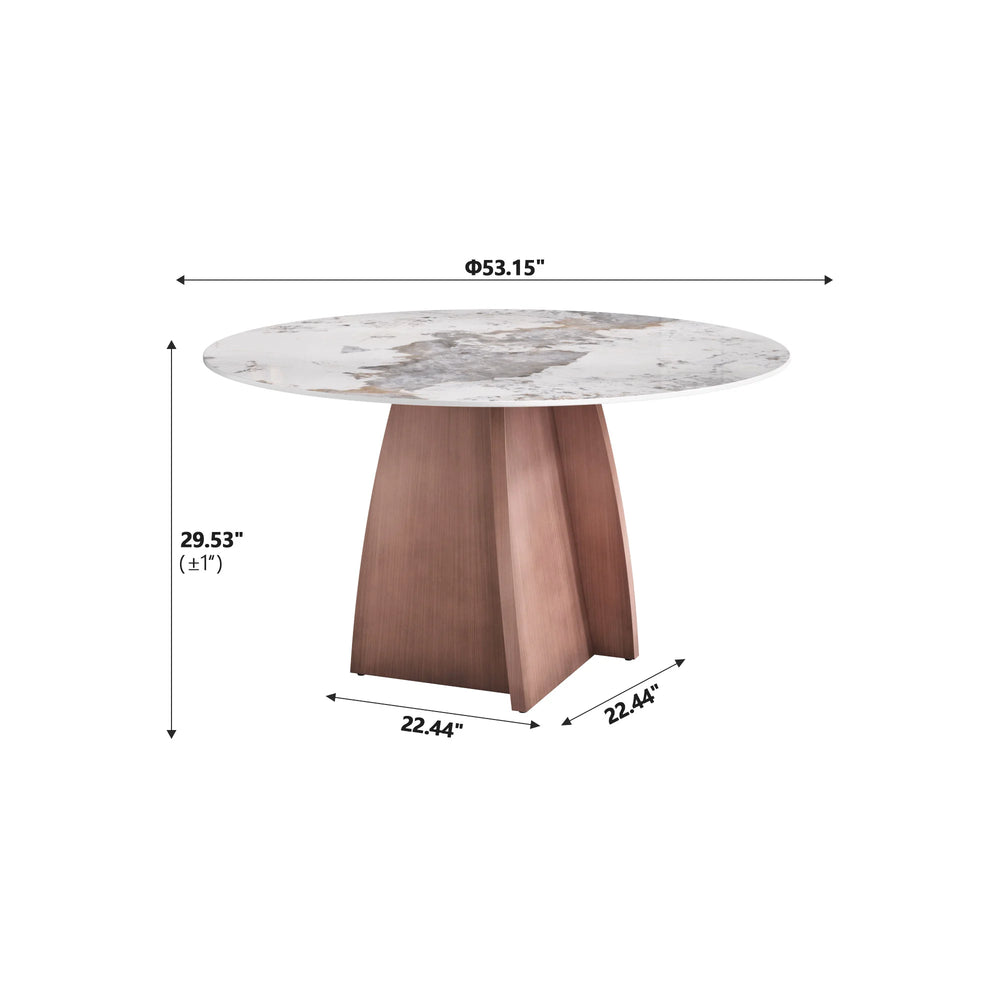 Marbella Sintered Stone Dining Table | 53" Pandora Round With Metal Base