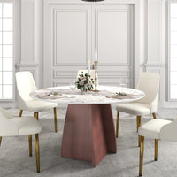 Marbella Sintered Stone Dining Table | 53" Pandora Round With Metal Base