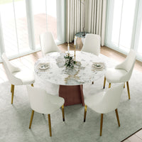 Marbella Sintered Stone Dining Table | 53" Pandora Round With Metal Base