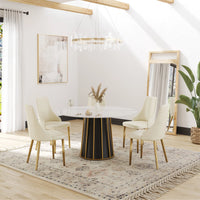 Marbella Sintered Stone Dining Table | 53" White Gloss Round With Metal Base