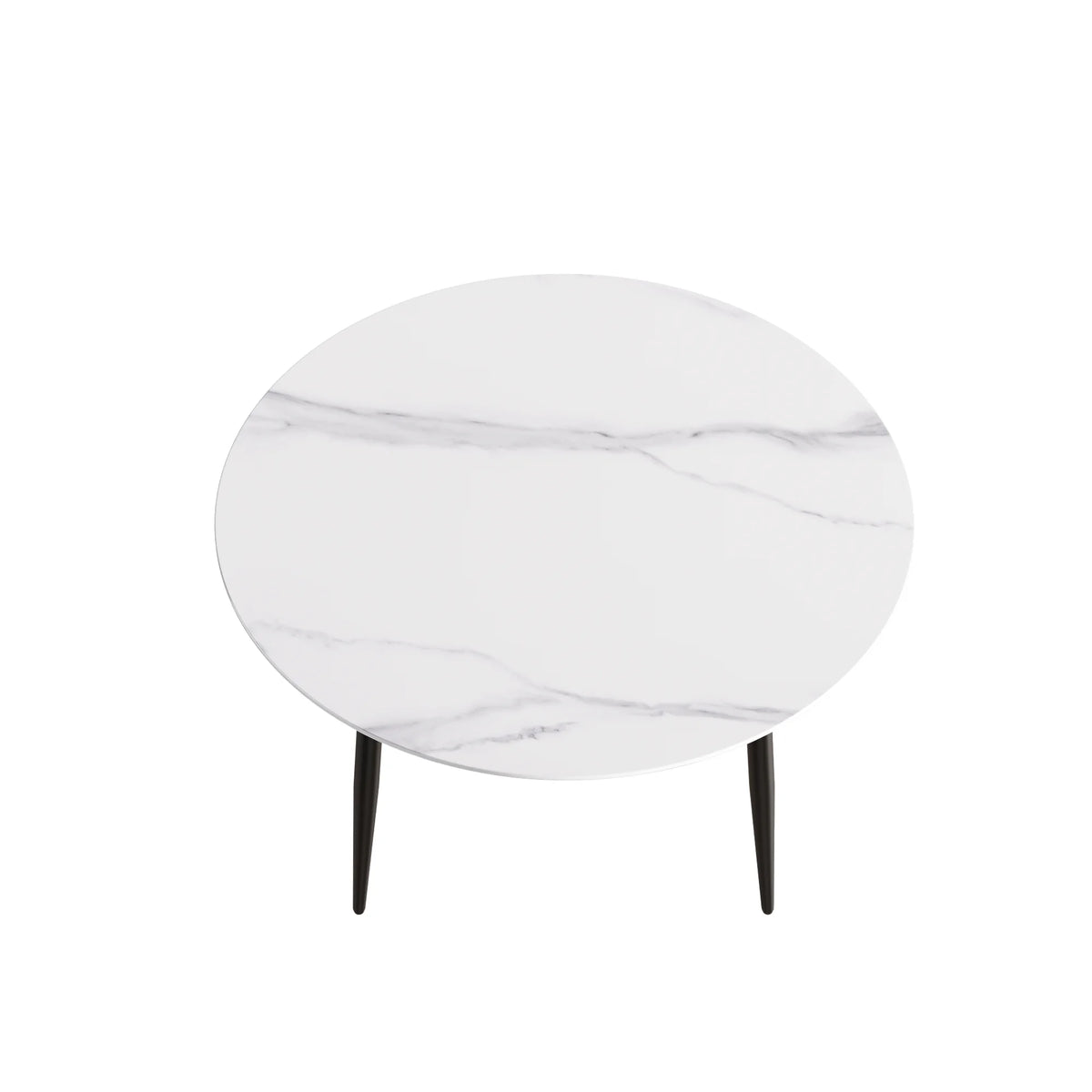 Marbella Sintered Stone Dining Table | 53" White Gloss Round With Metal Base
