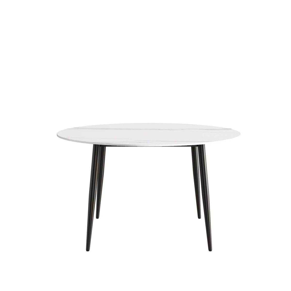 Marbella Sintered Stone Dining Table | 53" White Gloss Round With Metal Base